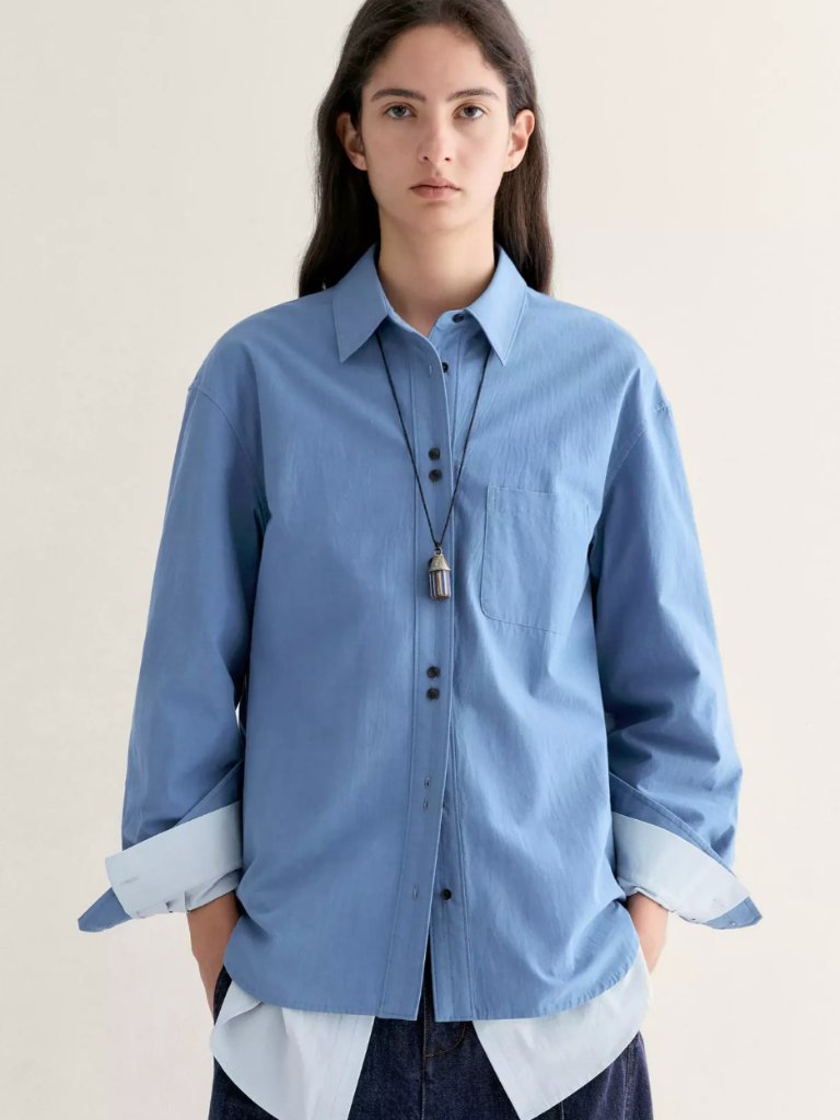 Insis Femme Blue Tailored Cotton Button Down